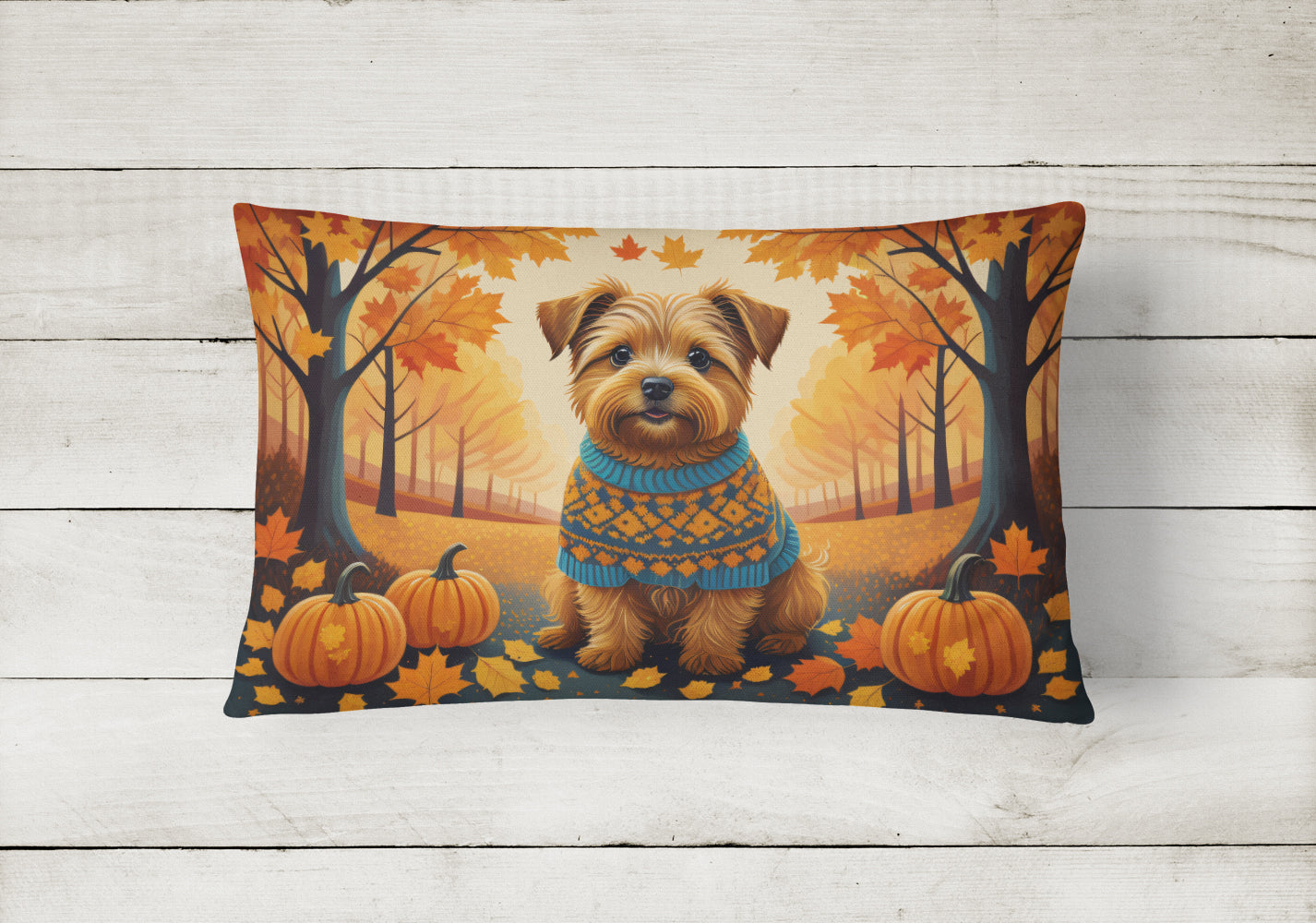 Norfolk Terrier Fall Fabric Decorative Pillow