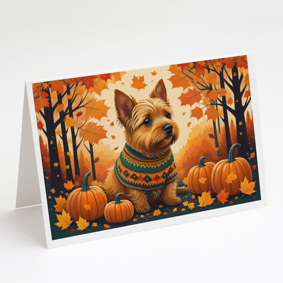 Buy this Norwich Terrier Fall Greeting Cards and Envelopes Pack of 8