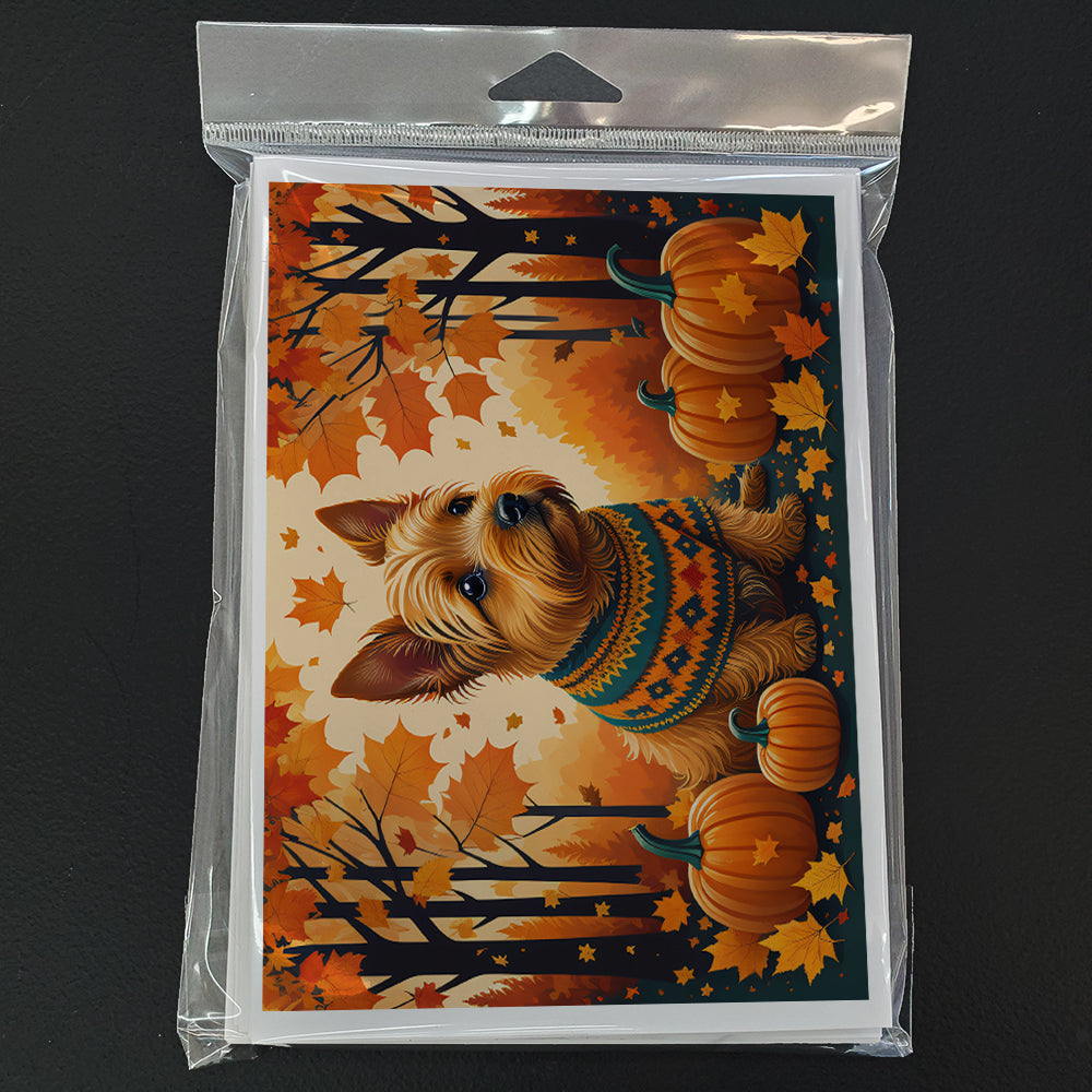 Norwich Terrier Fall Greeting Cards and Envelopes Pack of 8