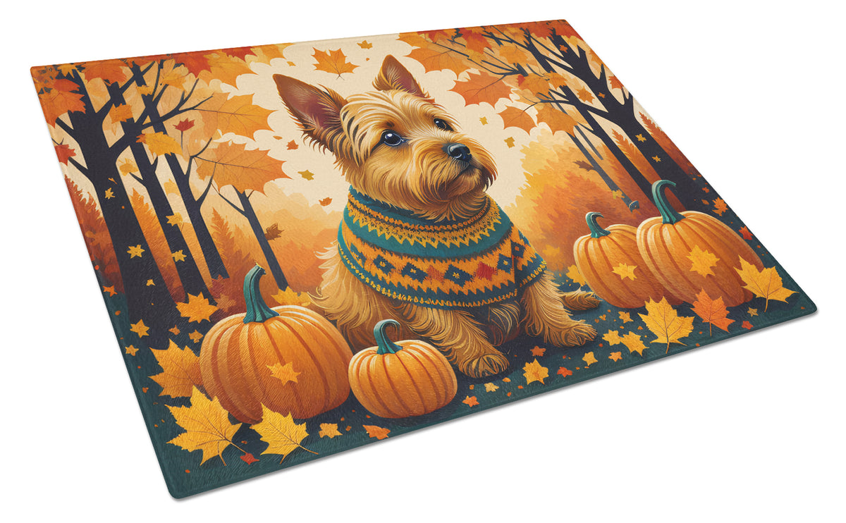 Buy this Norwich Terrier Fall Glass Cutting Board Large
