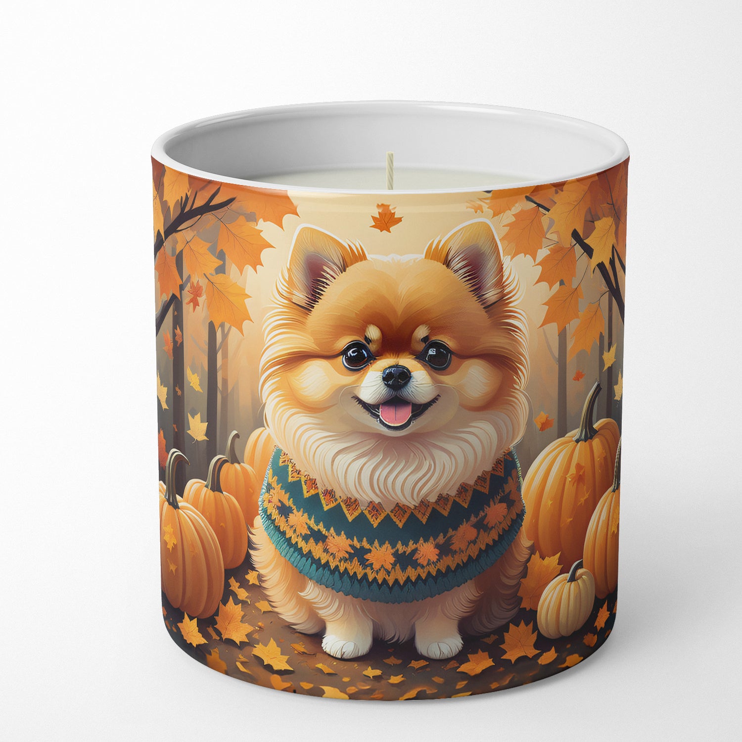Buy this Pomeranian Fall Decorative Soy Candle