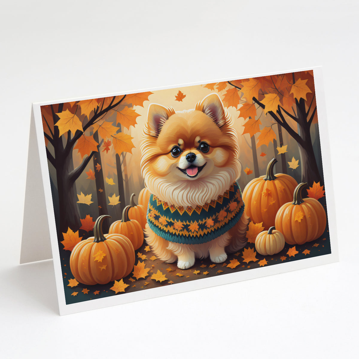 Buy this Pomeranian Fall Greeting Cards and Envelopes Pack of 8