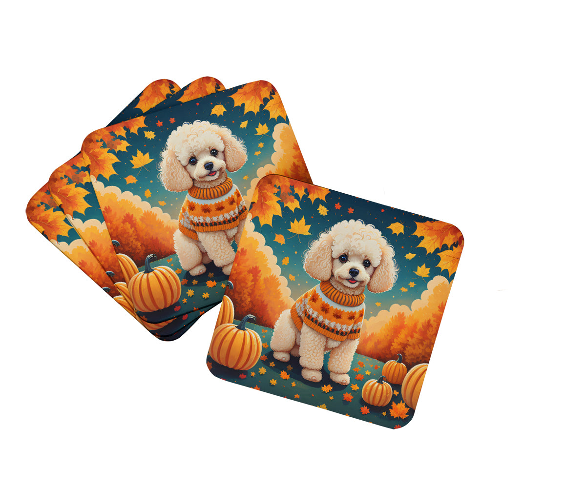 Buy this Poodle Fall Foam Coaster Set of 4