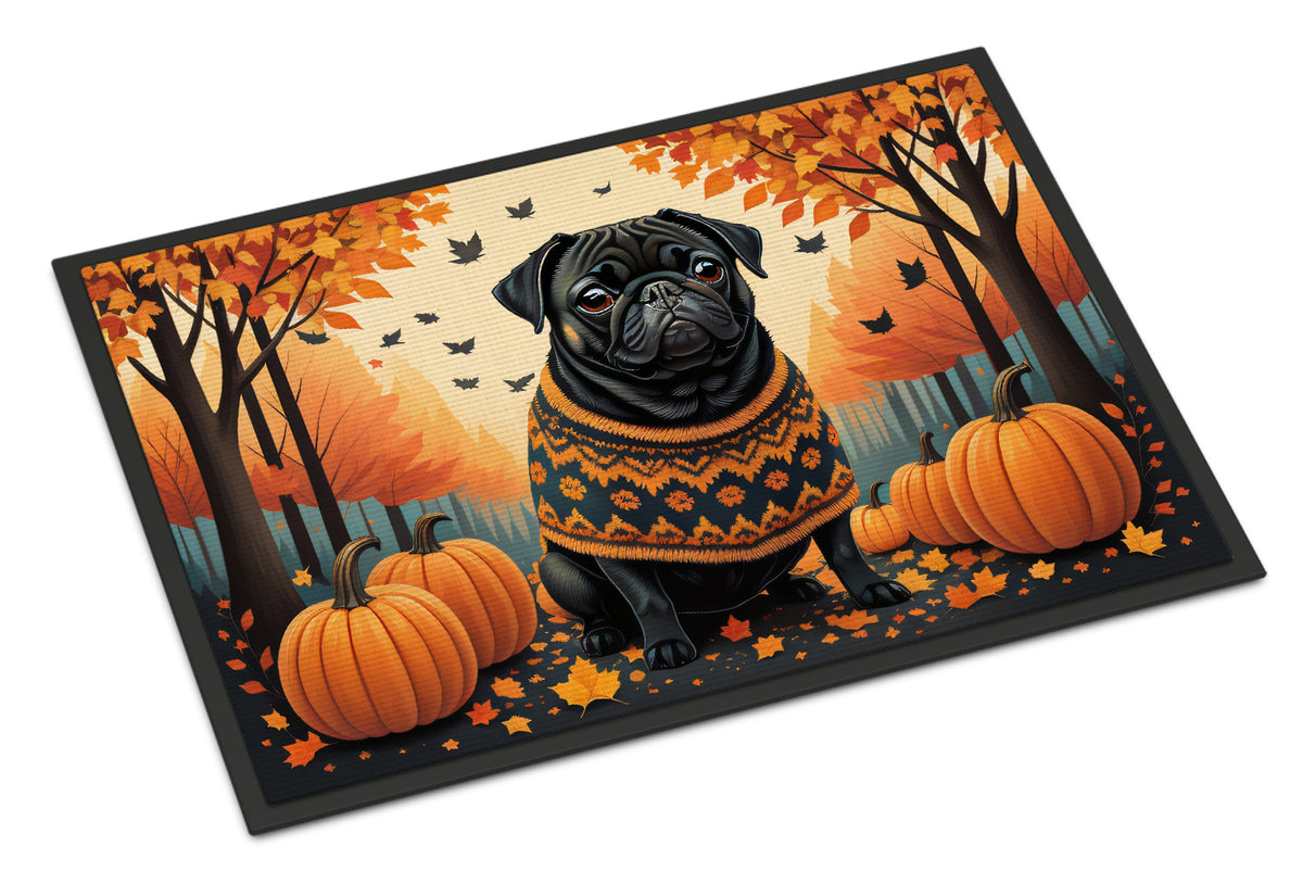 Buy this Black Pug Fall Doormat 18x27