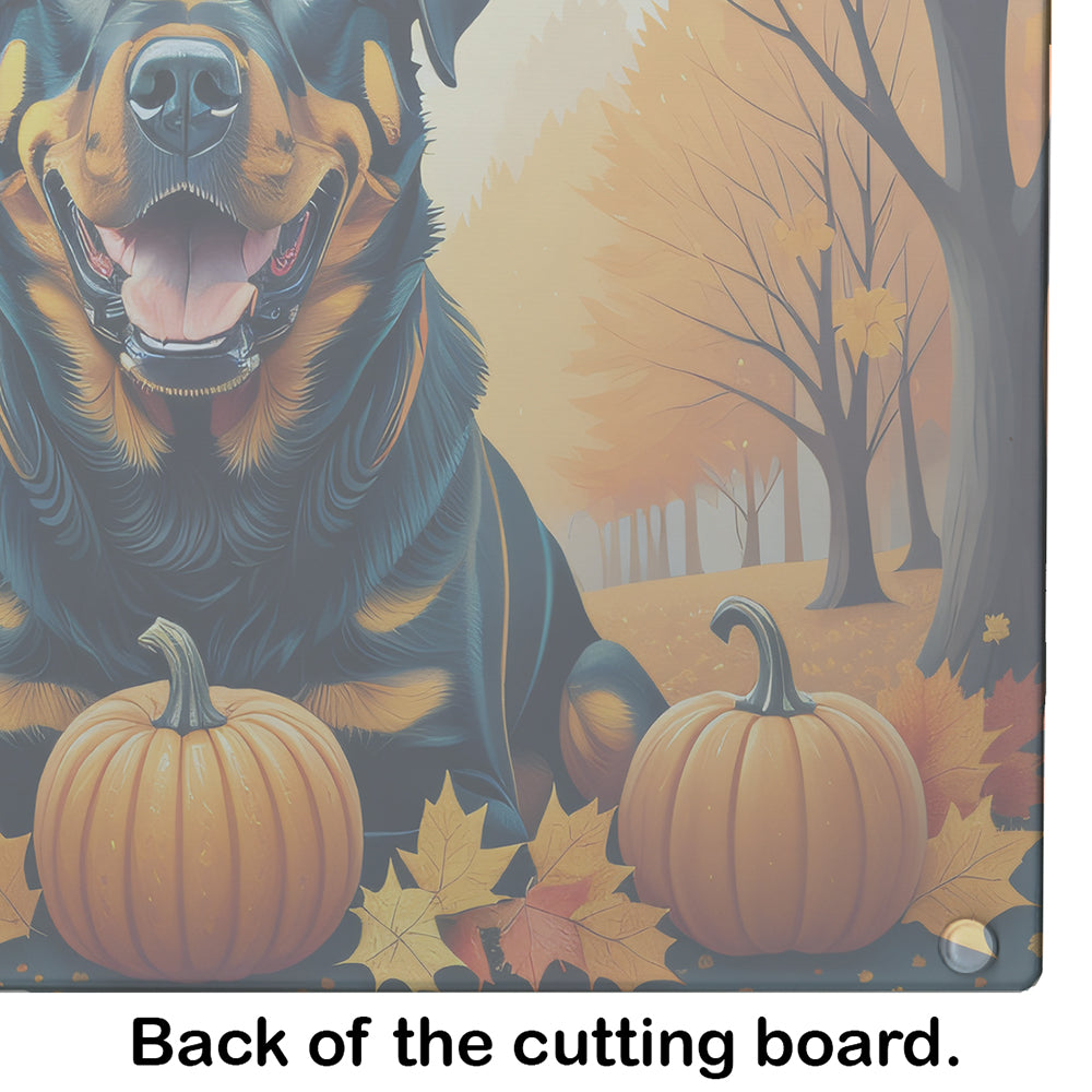 Rottweiler Fall Glass Cutting Board Large