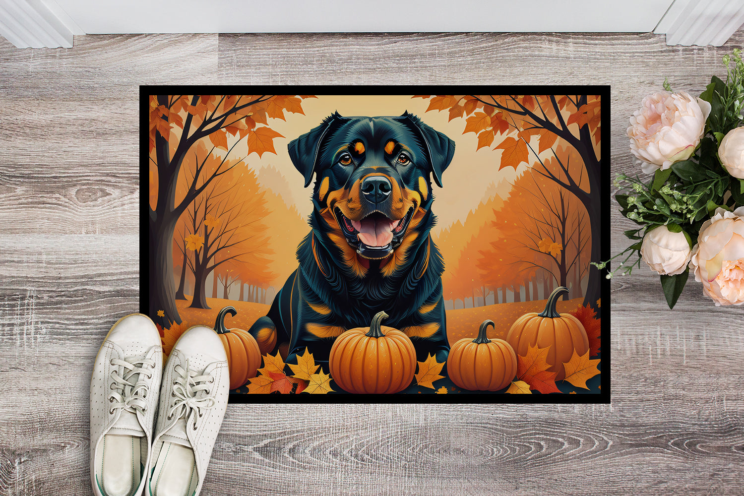 Rottweiler Fall Doormat 18x27