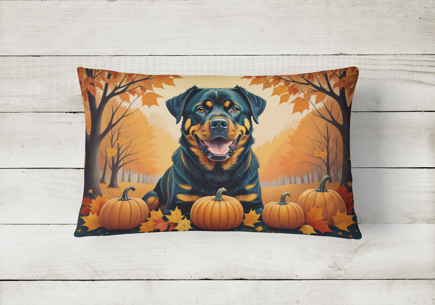 Rottweiler Fall Fabric Decorative Pillow