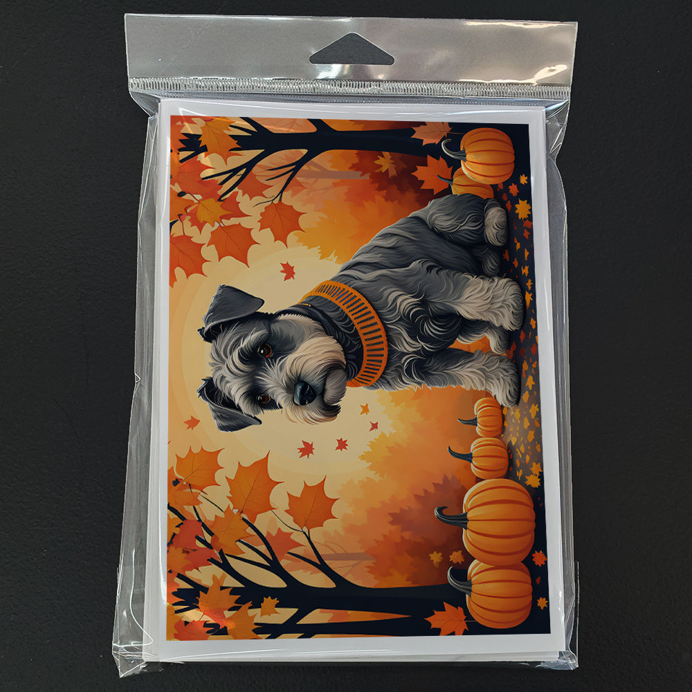 Schnauzer Fall Greeting Cards and Envelopes Pack of 8