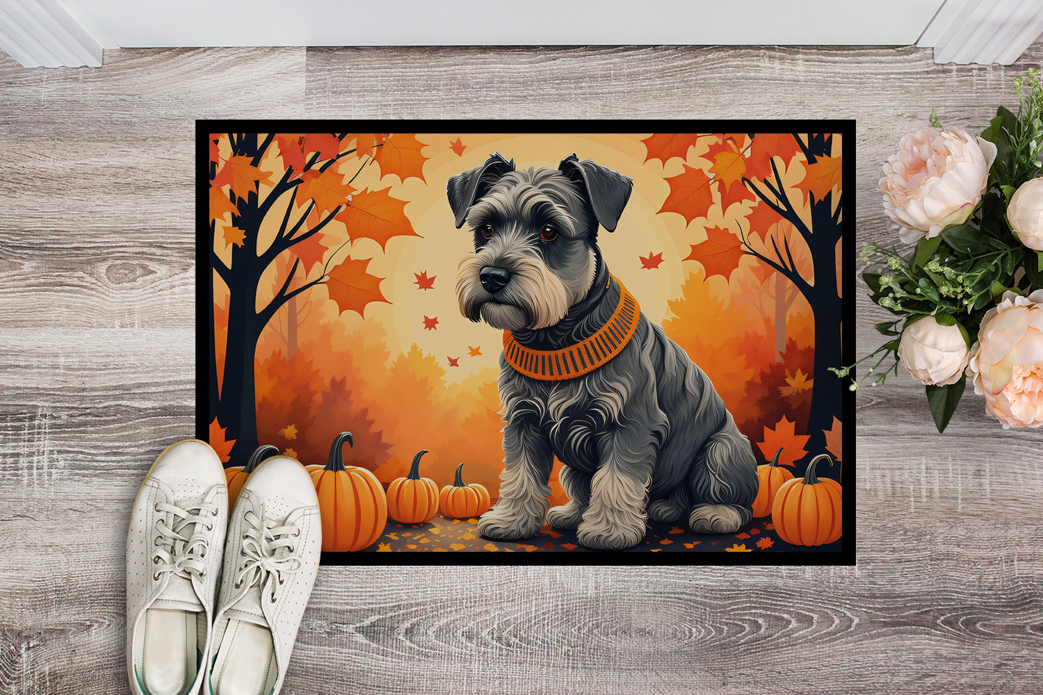Caroline's Treasures Schnauzer Fall Doormat - 18x27 Decorative Floor Mat – Indoor/Outdoor Rug