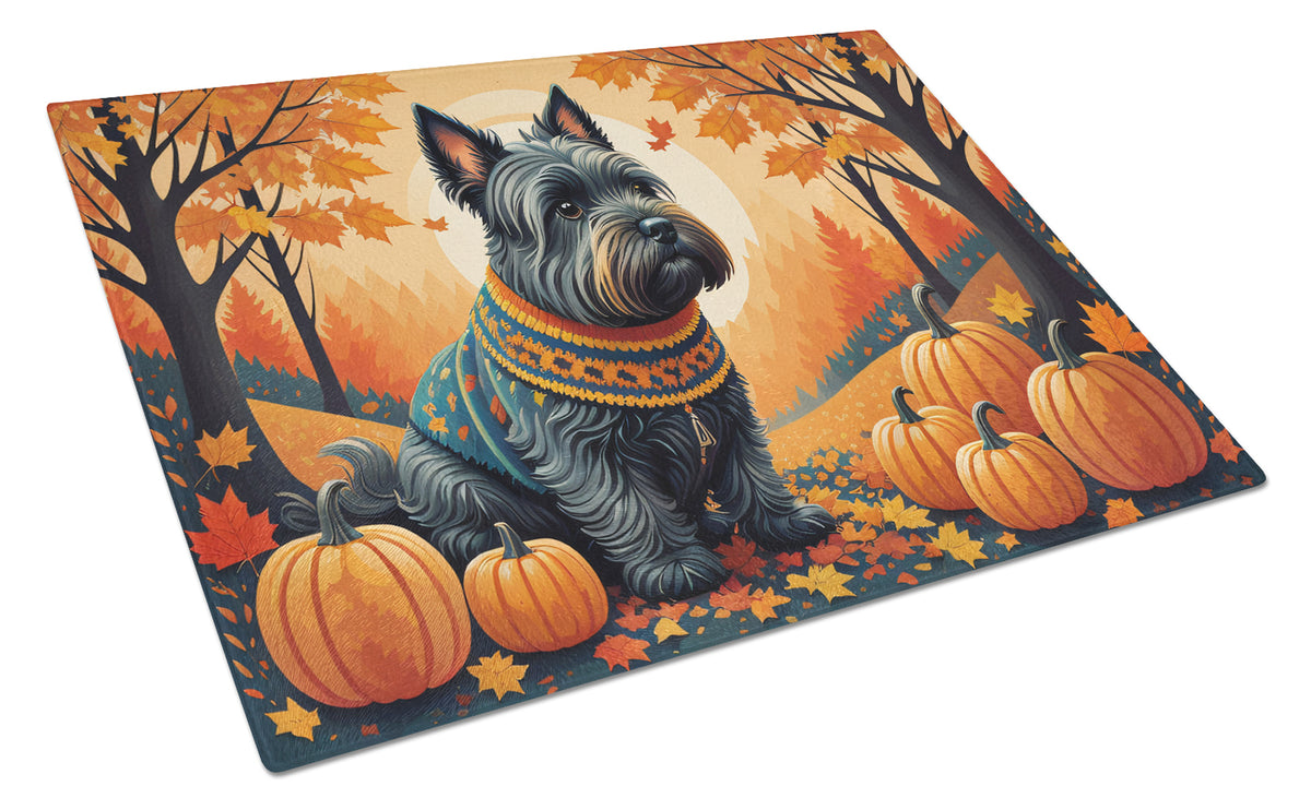 Buy this Scottish Terrier Fall Glass Cutting Board Large