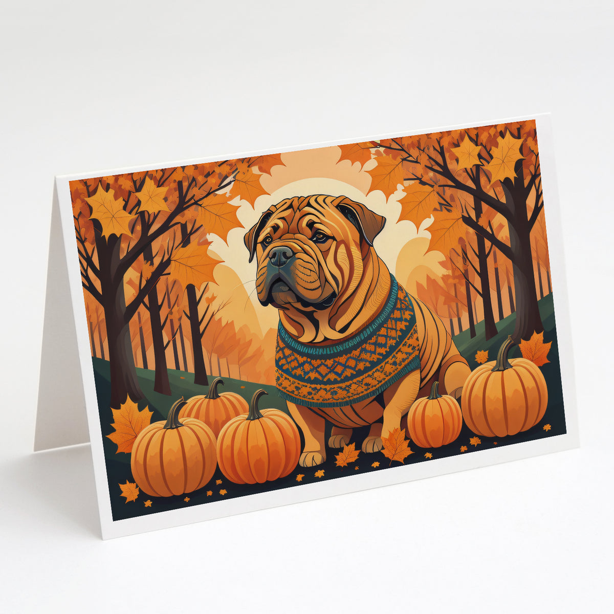 Buy this Shar Pei Fall Greeting Cards and Envelopes Pack of 8