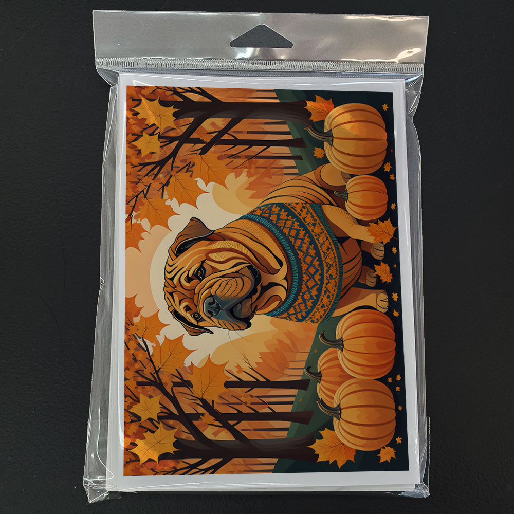 Shar Pei Fall Greeting Cards and Envelopes Pack of 8