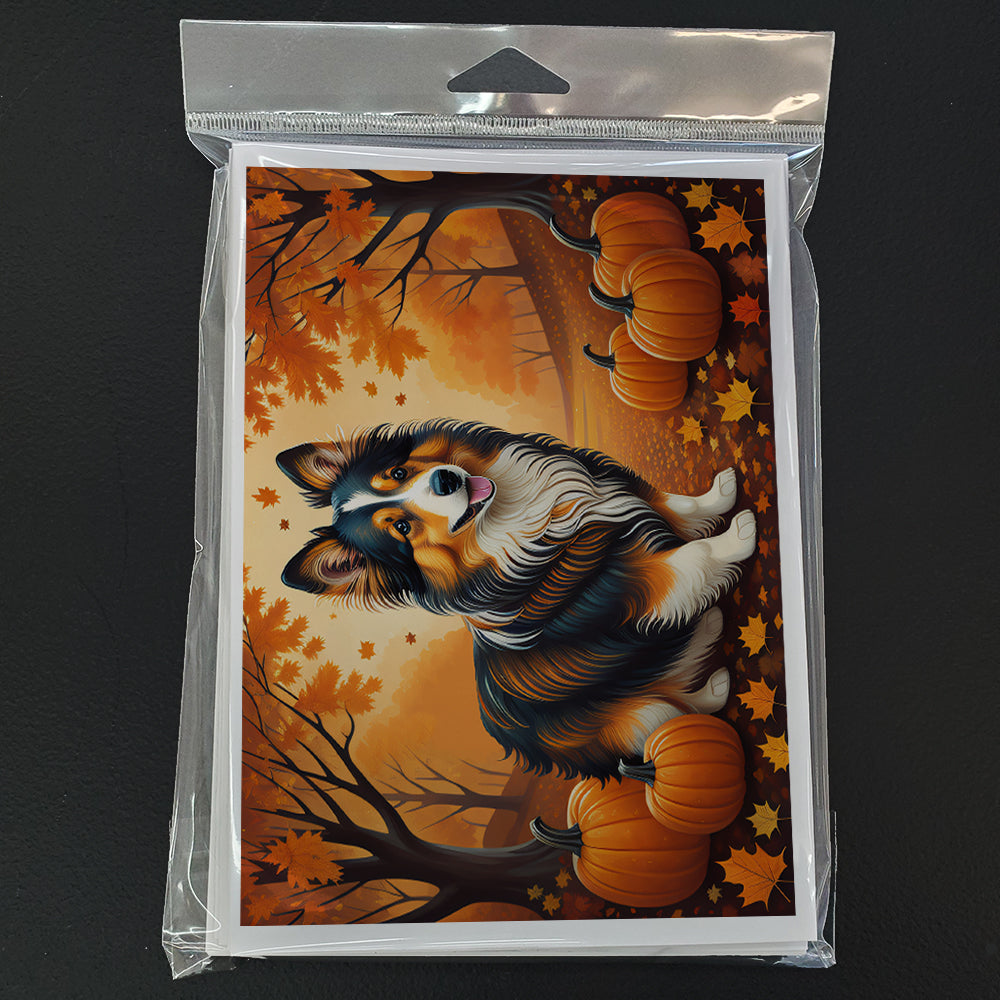 Sheltie Fall Greeting Cards and Envelopes Pack of 8