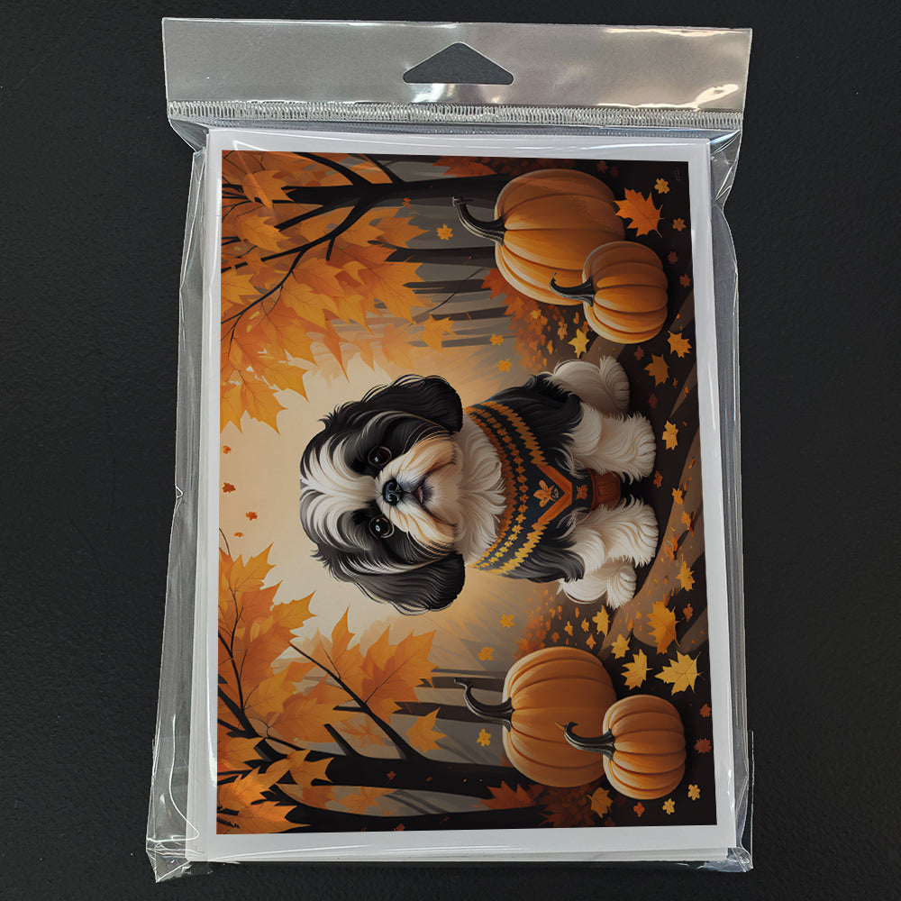 Shih Tzu Fall Greeting Cards and Envelopes Pack of 8