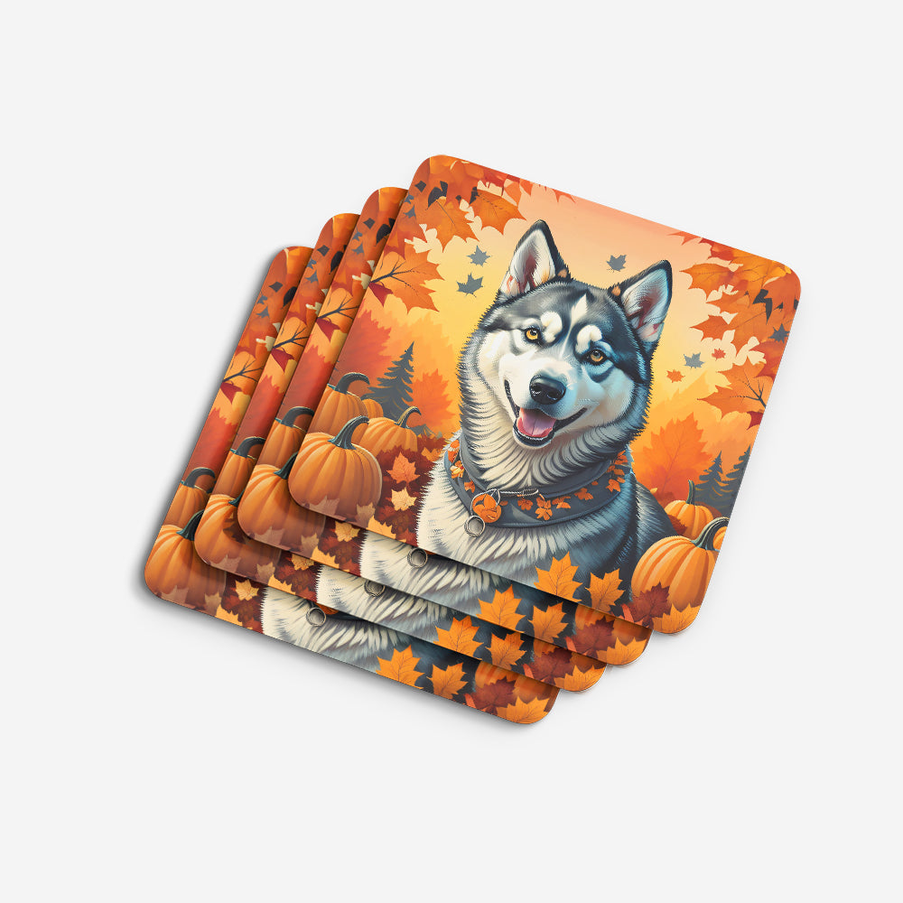 Siberian Husky Fall Foam Coaster Set of 4