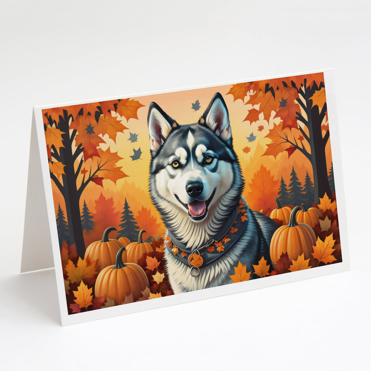 Buy this Siberian Husky Fall Greeting Cards and Envelopes Pack of 8