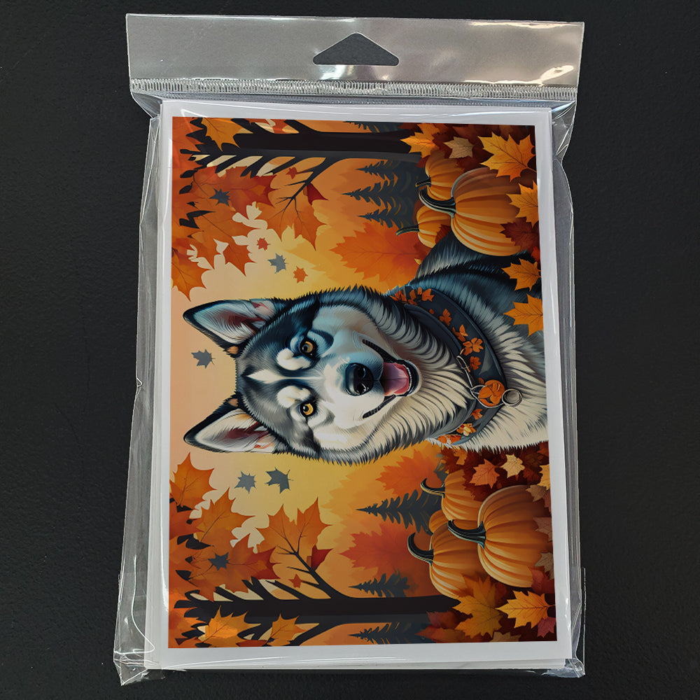 Siberian Husky Fall Greeting Cards and Envelopes Pack of 8