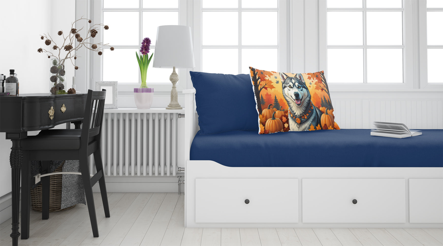 Siberian Husky Fall Fabric Standard Pillowcase