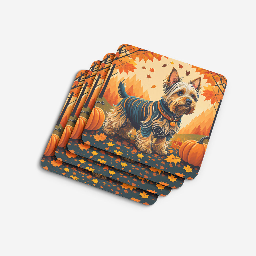 Silky Terrier Fall Foam Coaster Set of 4