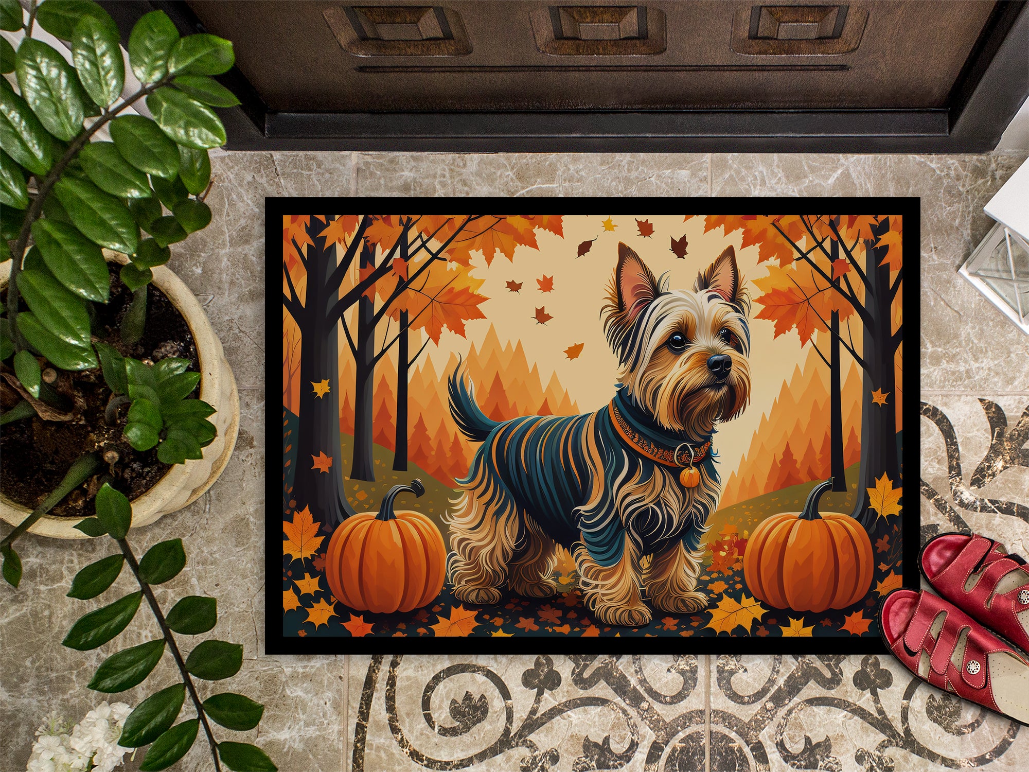 Silky Terrier Fall Doormat 18x27