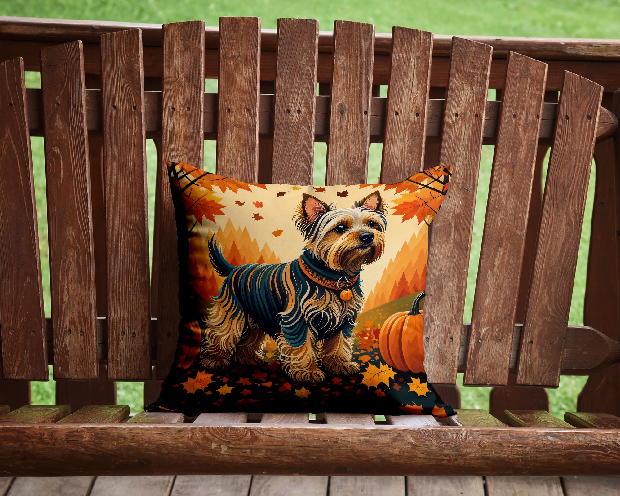 Buy this Silky Terrier Fall Fabric Decorative Pillow