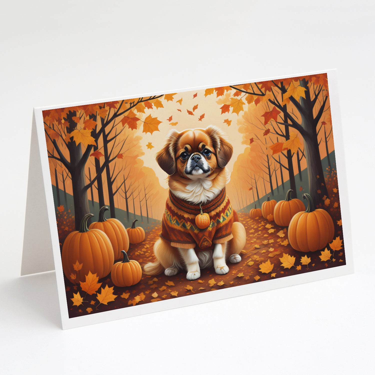 Buy this Tibetan Spaniel Fall Greeting Cards and Envelopes Pack of 8