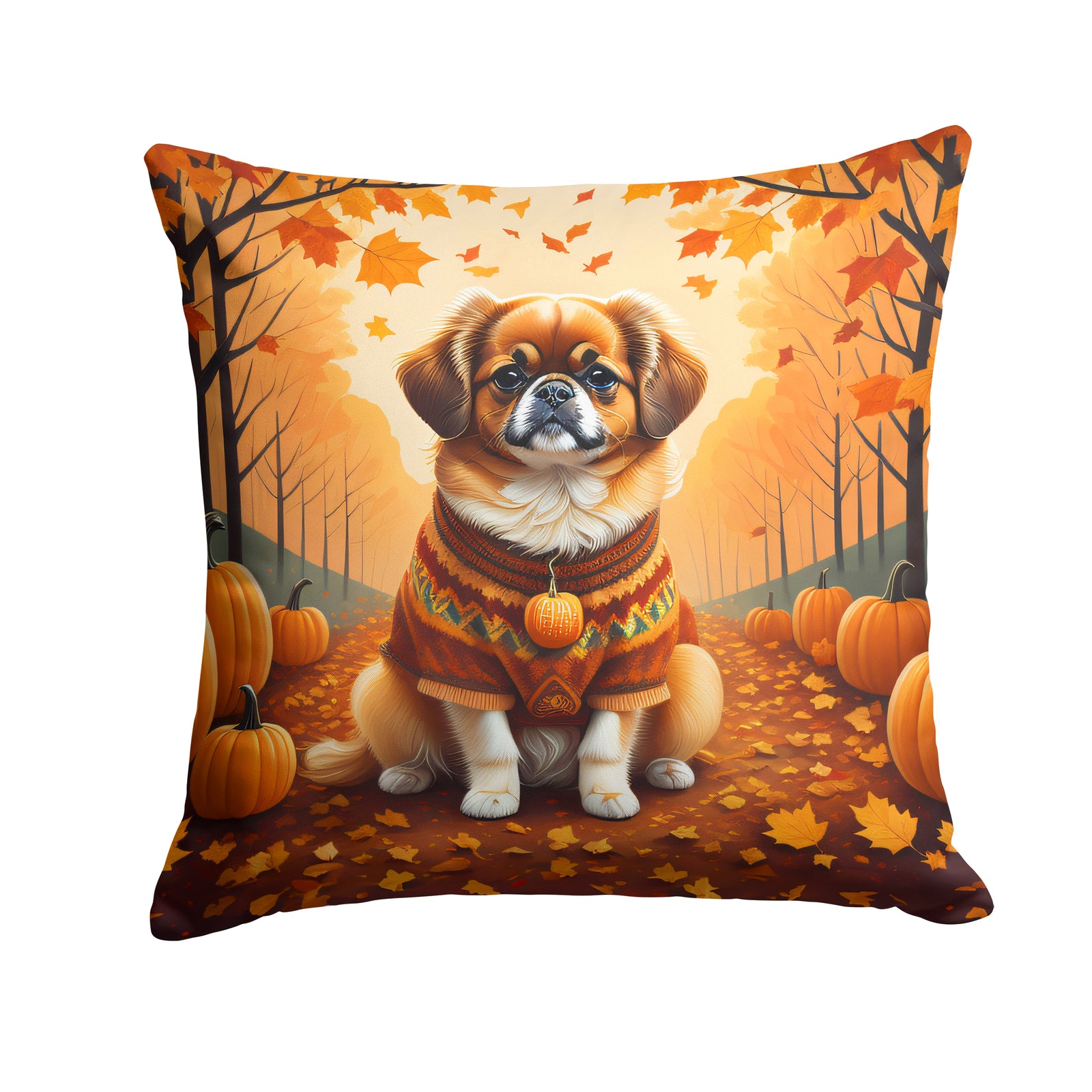 Caroline's Treasures Tibetan Spaniel Fall Throw Pillow - 14x14 Decorative Pillow – Art for Your Home & Patio