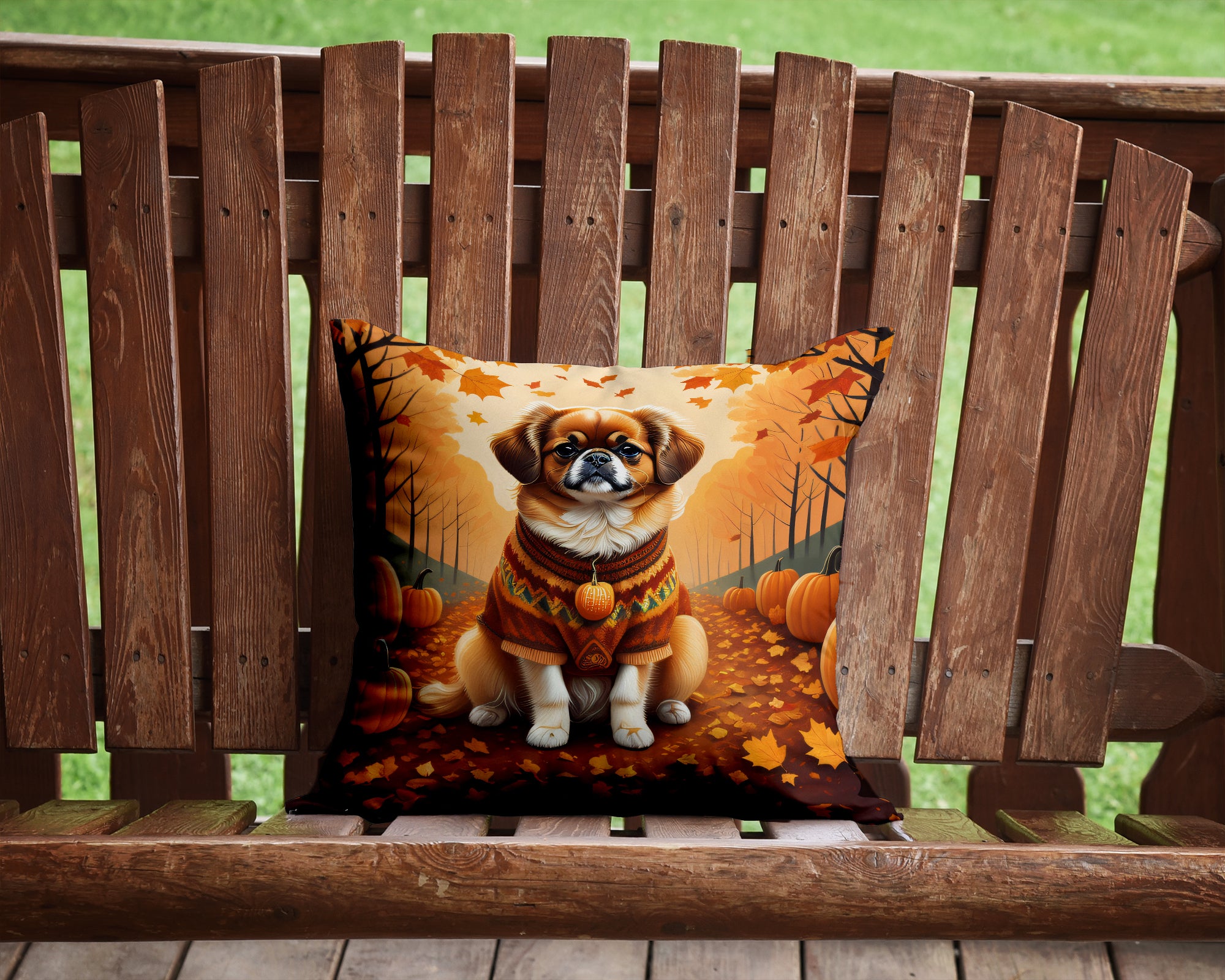 Caroline's Treasures Tibetan Spaniel Fall Throw Pillow - 14x14 Decorative Pillow – Art for Your Home & Patio