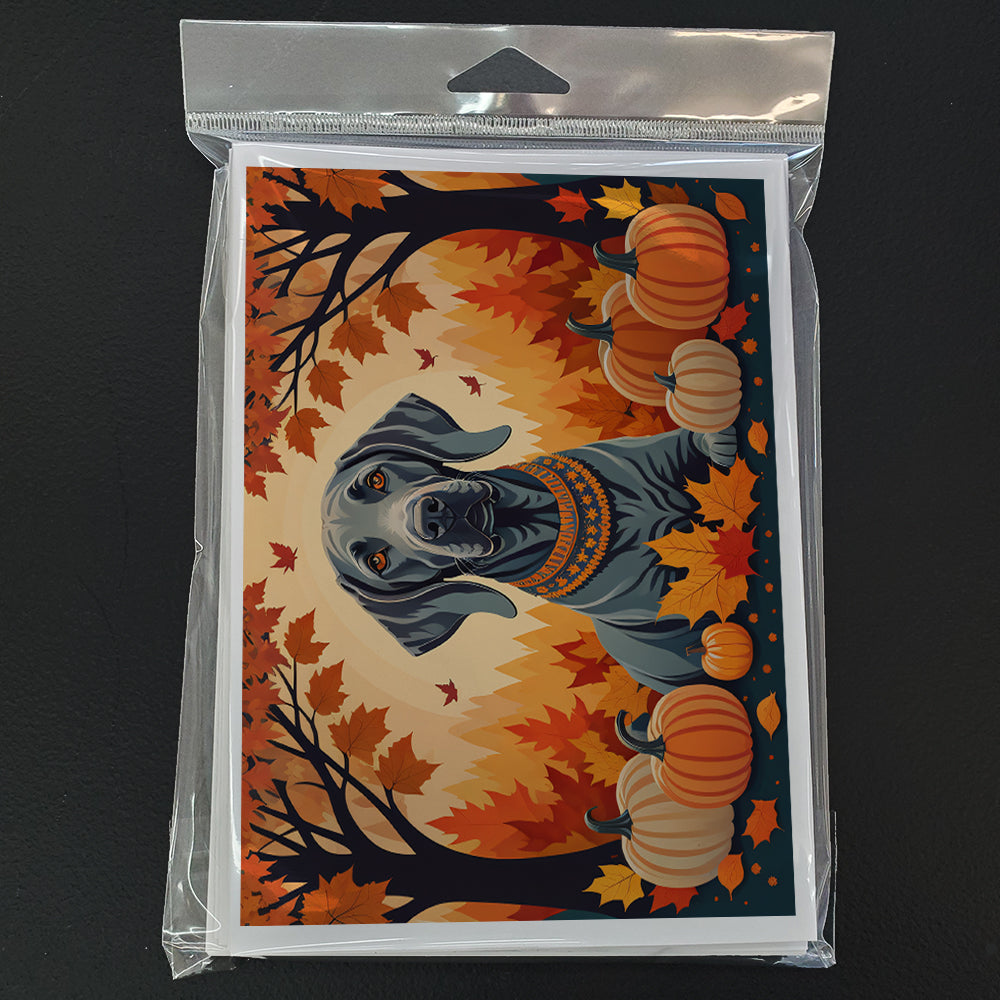 Weimaraner Fall Greeting Cards and Envelopes Pack of 8
