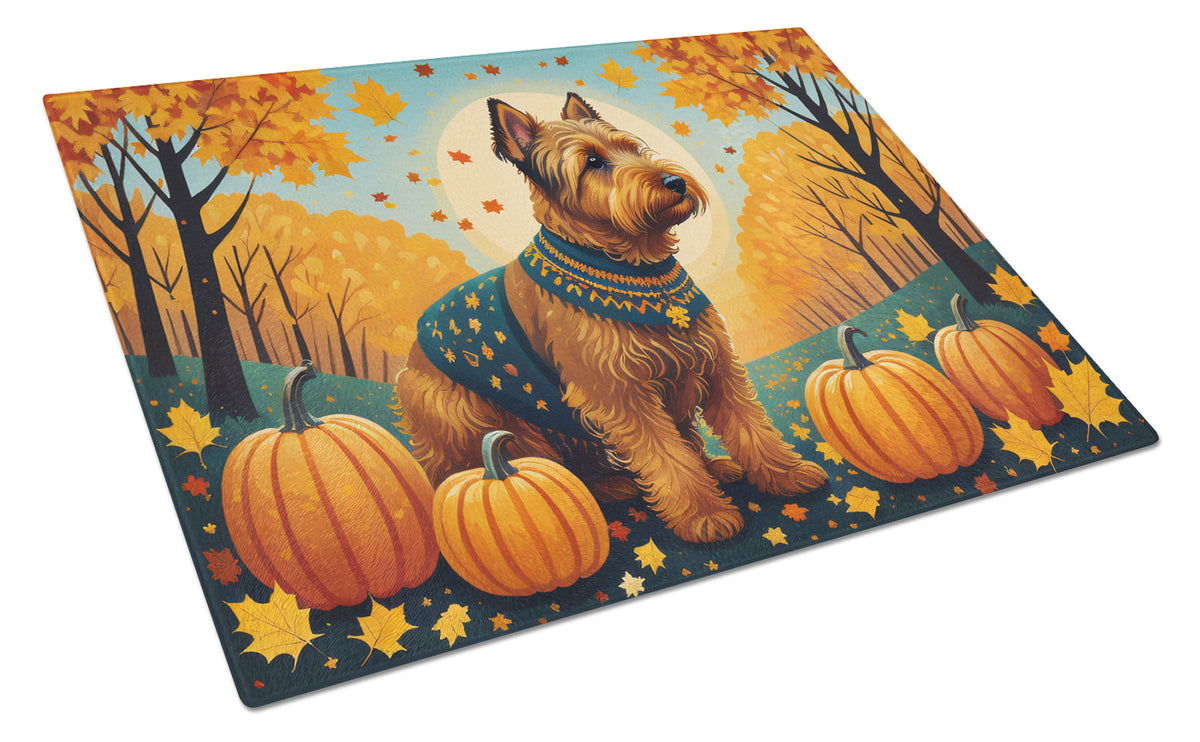 Buy this Welsh Terrier Fall Glass Cutting Board Large
