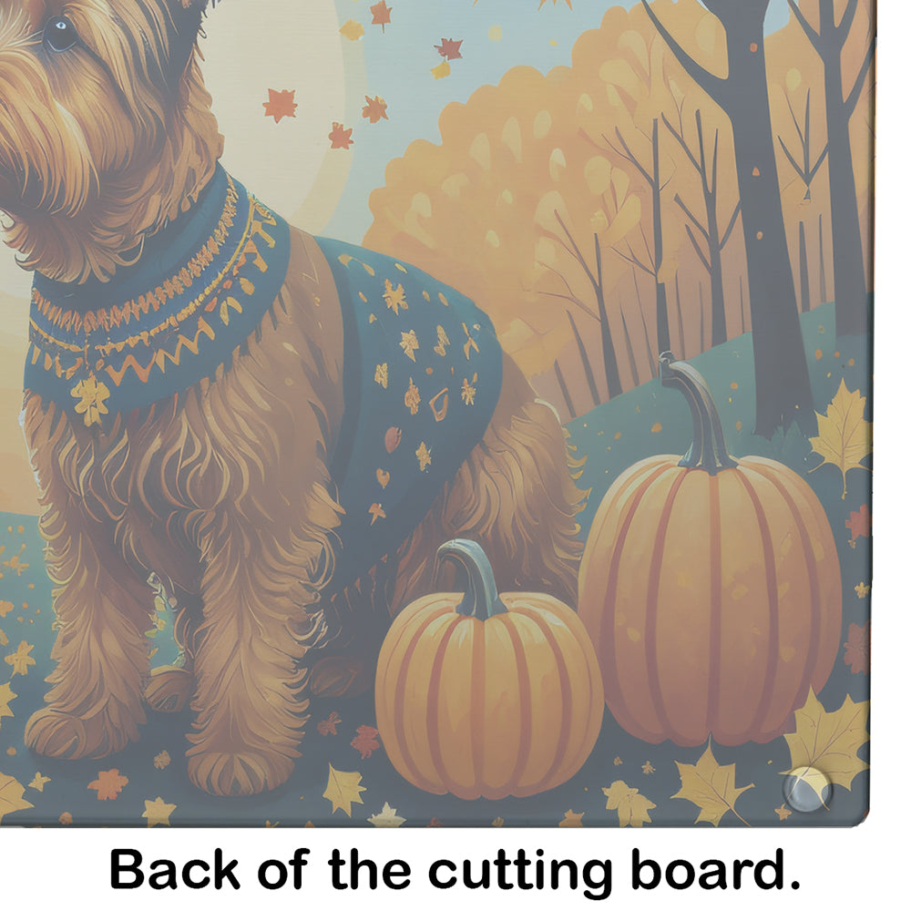 Welsh Terrier Fall Glass Cutting Board Large