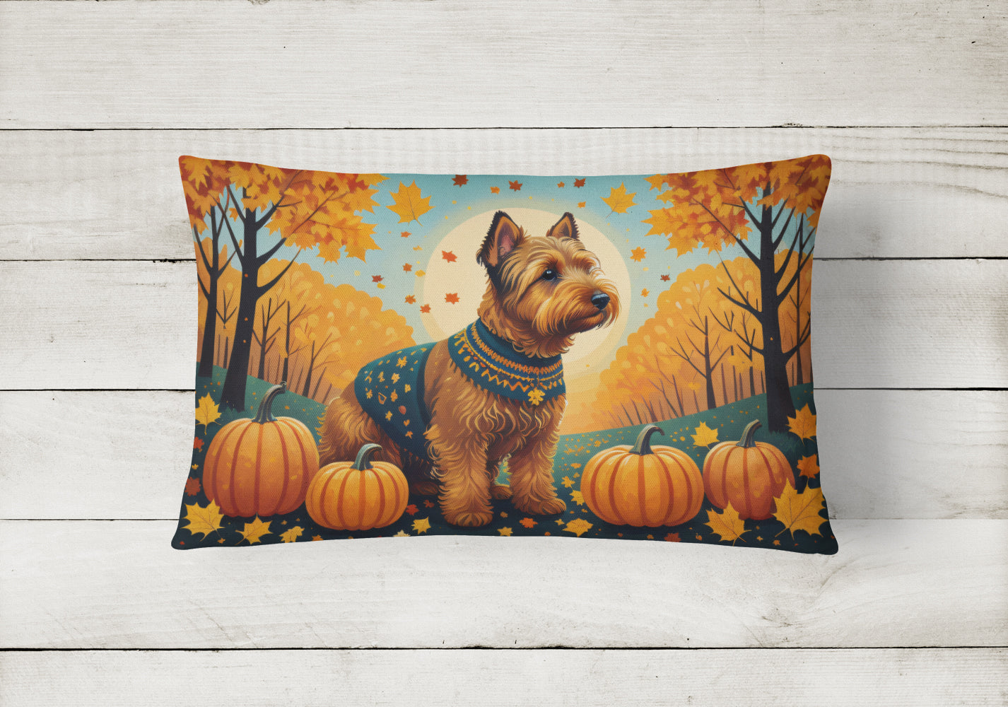 Welsh Terrier Fall Fabric Decorative Pillow