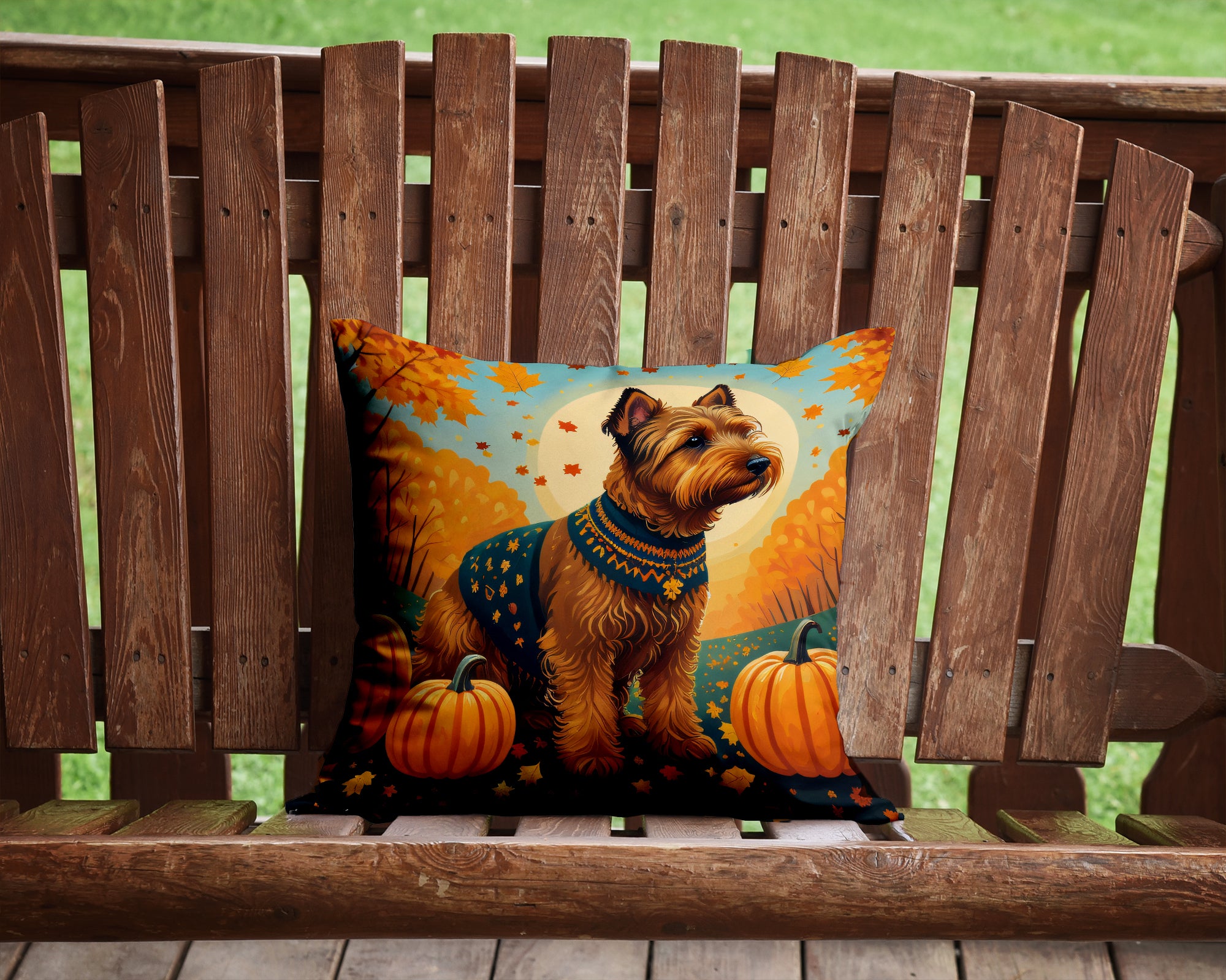 Welsh Terrier Fall Fabric Decorative Pillow