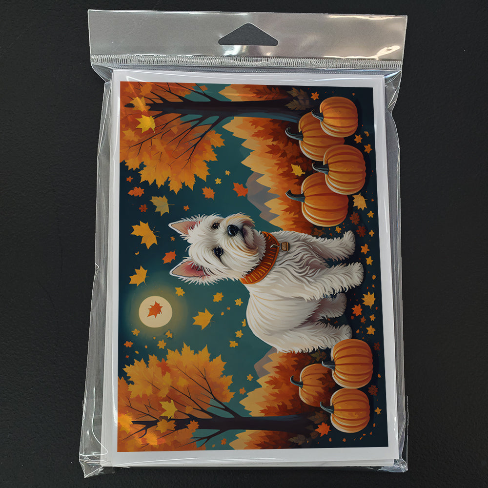 Westie Fall Greeting Cards and Envelopes Pack of 8