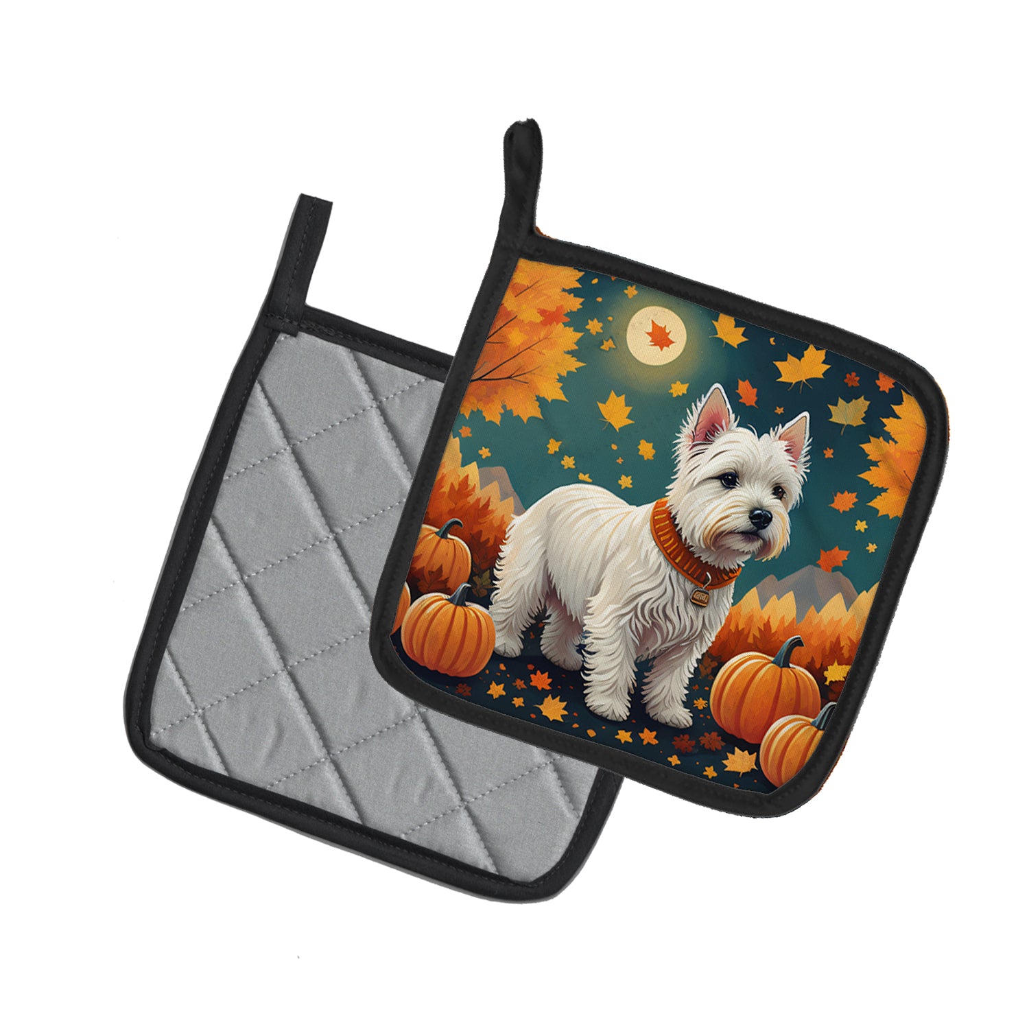 Caroline's Treasures Westie Fall Pot Holders - Set of 2 Decorative Kitchen Helpers | Made in the USA