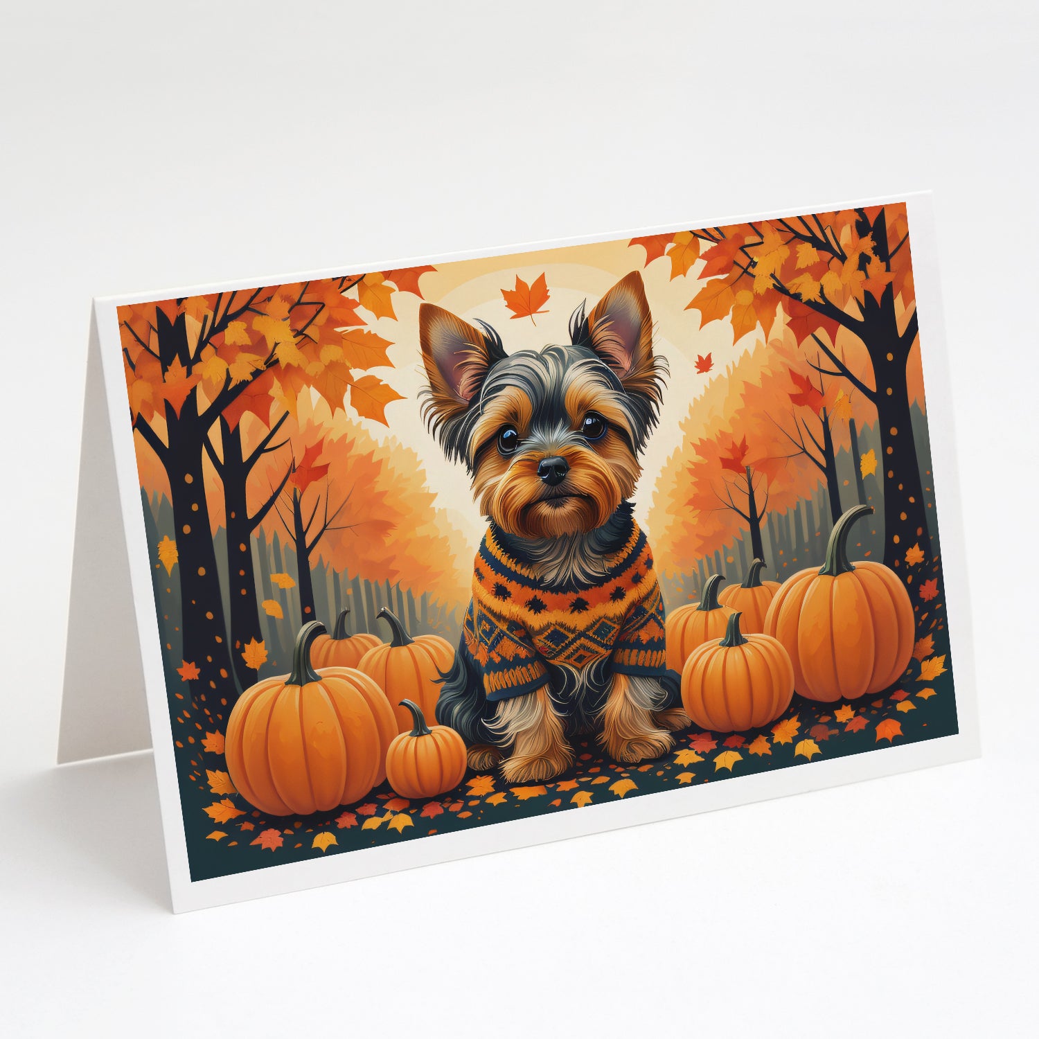 Buy this Yorkshire Terrier Fall Greeting Cards and Envelopes Pack of 8