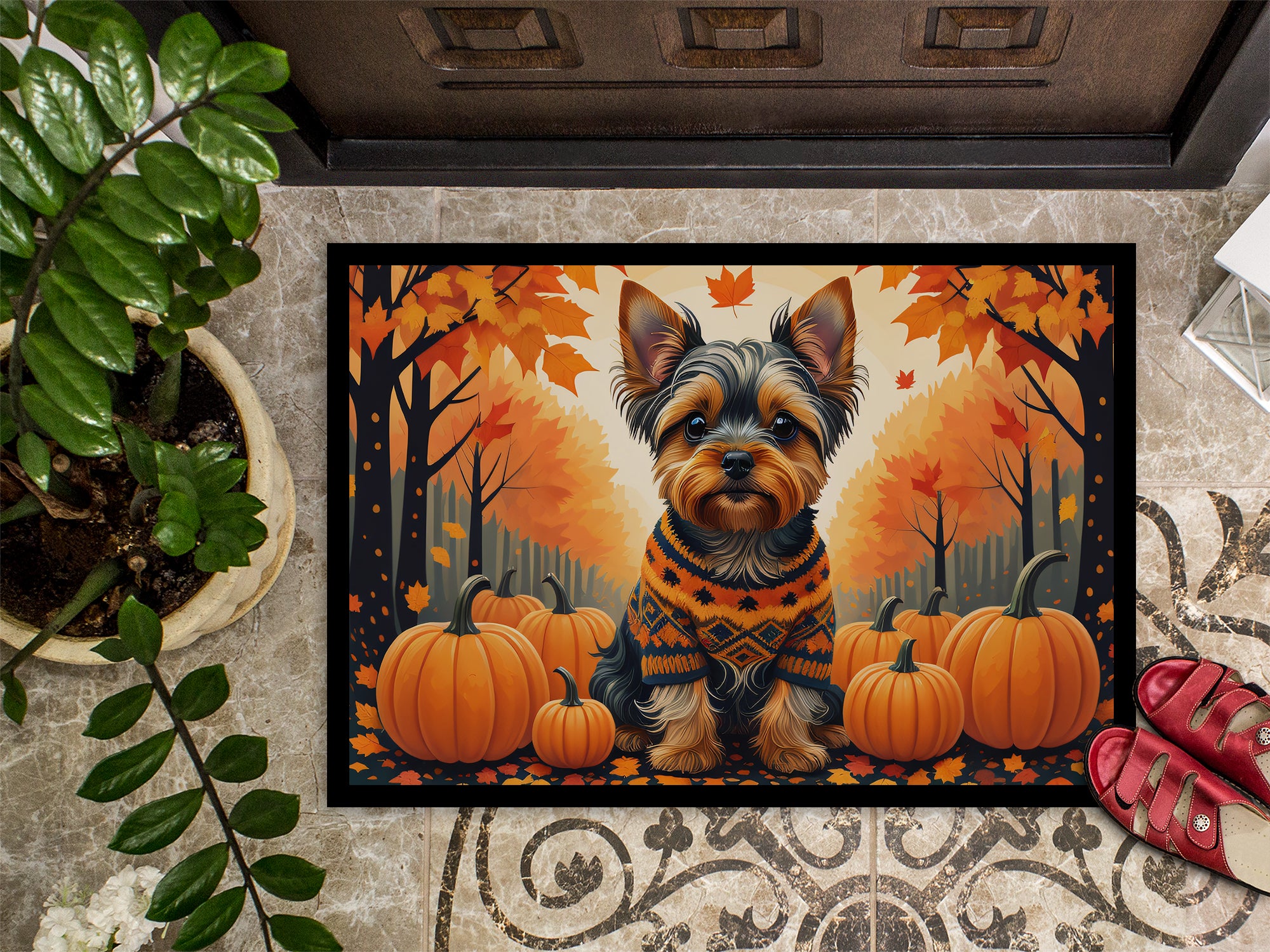 Yorkshire Terrier Fall Doormat 18x27