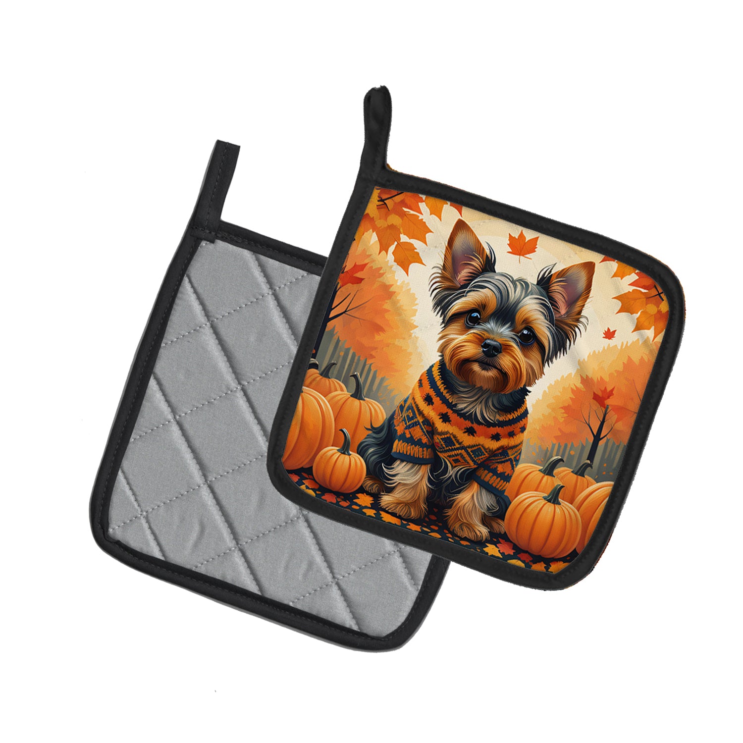 Yorkshire Terrier Fall Pair of Pot Holders