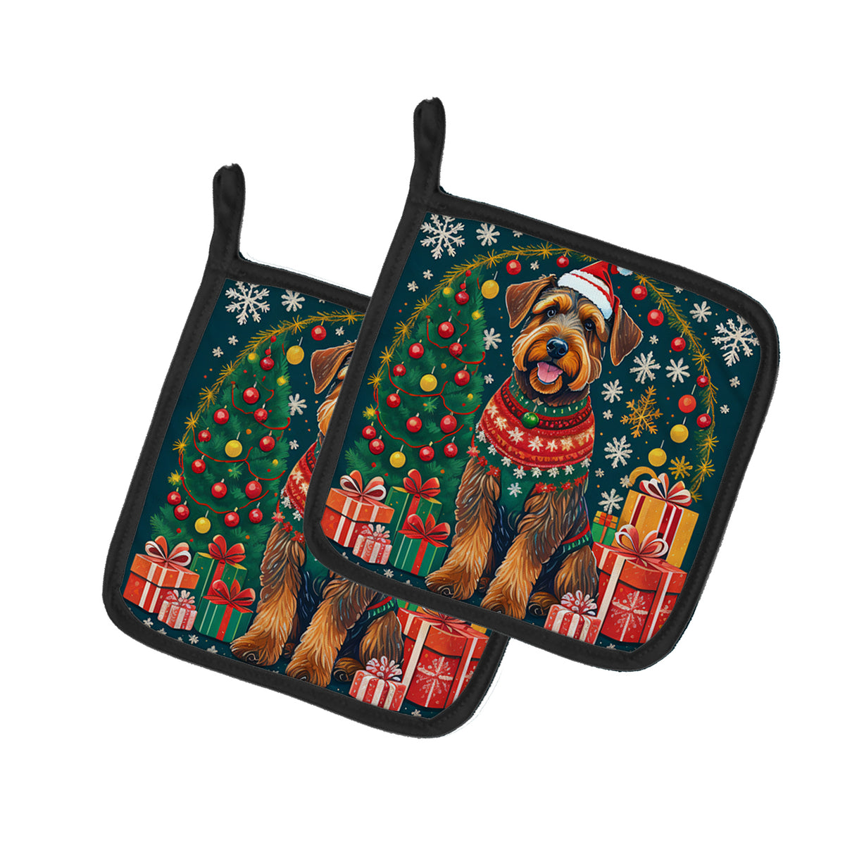 Buy this Airedale Terrier Christmas Pair of Pot Holders