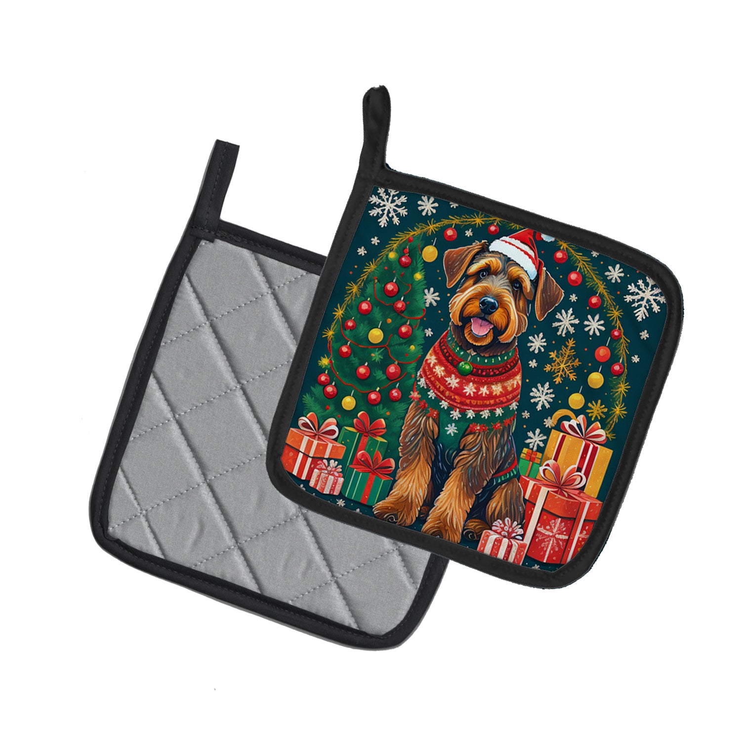 Buy this Airedale Terrier Christmas Pair of Pot Holders