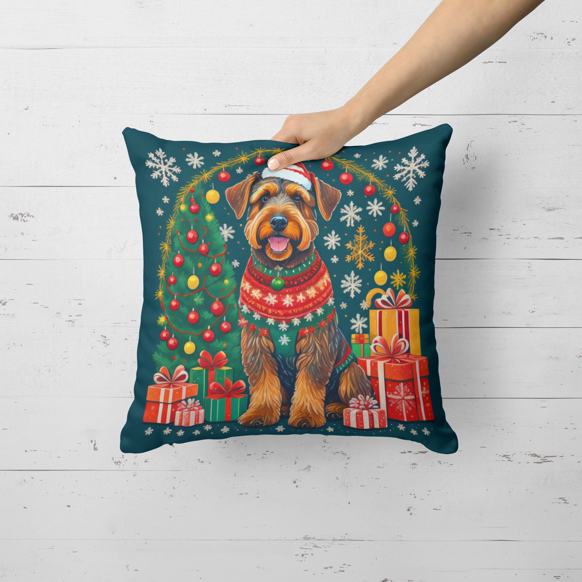 Buy this Airedale Terrier Christmas Fabric Decorative Pillow