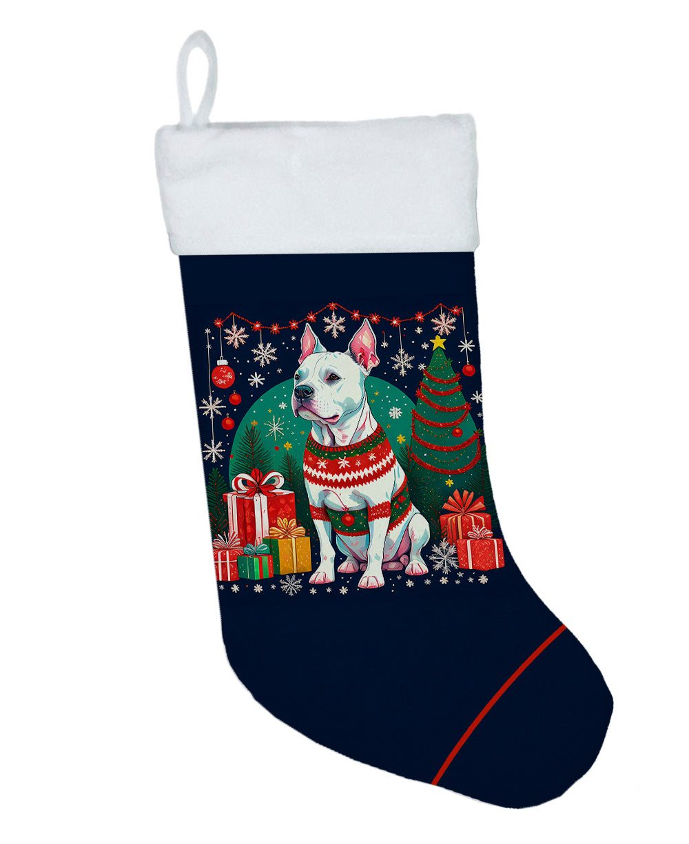 White Pit Bull Terrier Christmas Christmas Stocking