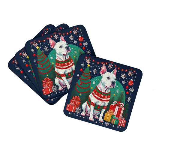 Buy this White Pit Bull Terrier Christmas Foam Coasters