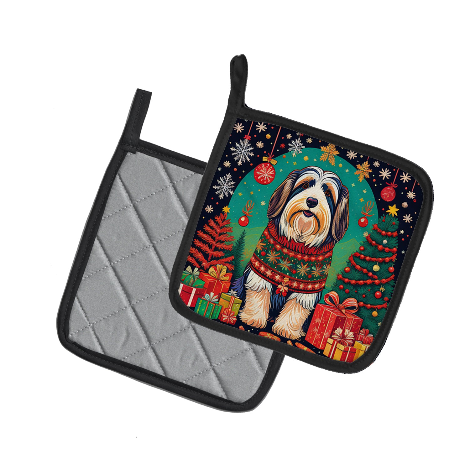 Buy this Bearded Collie Christmas Pair of Pot Holders