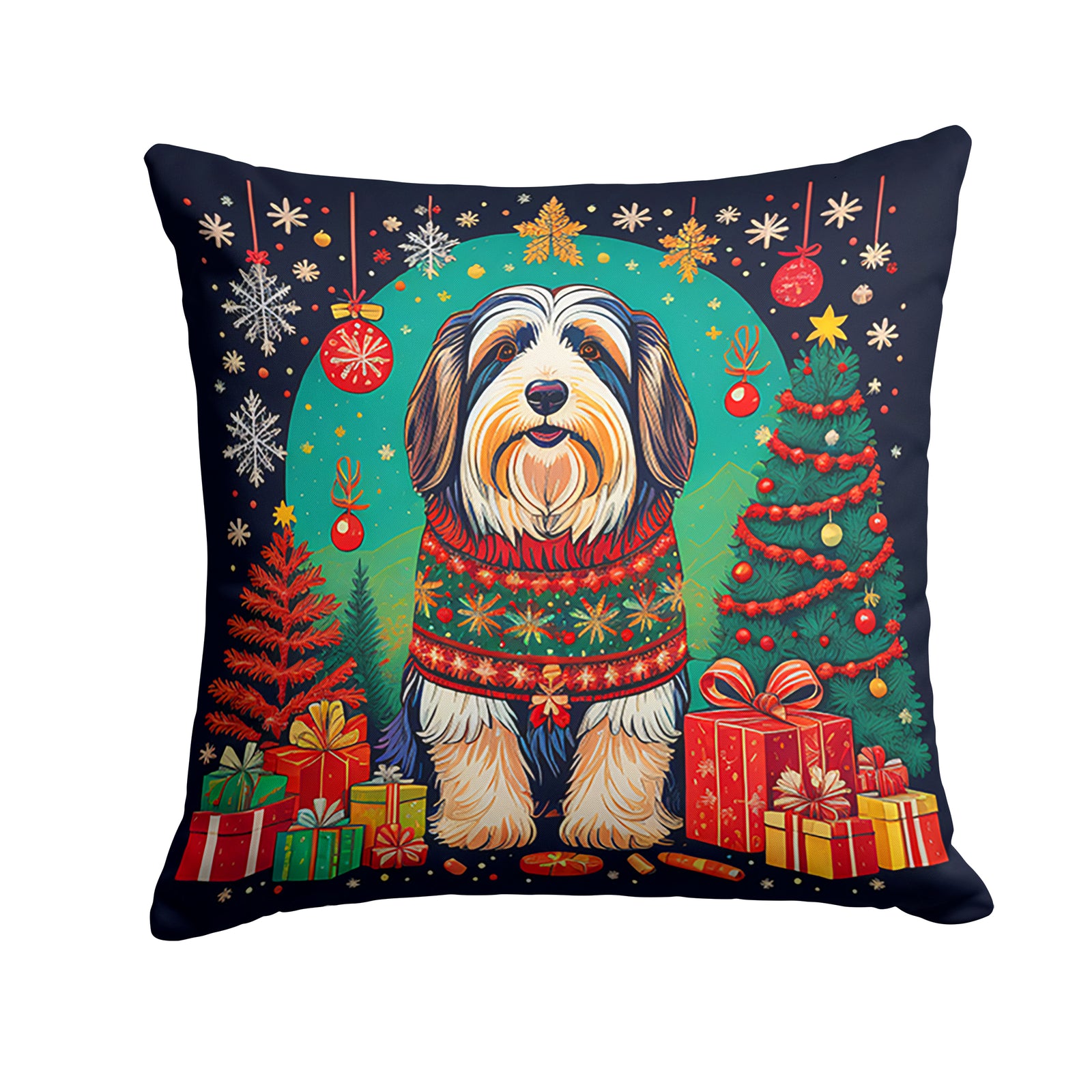 Buy this Bearded Collie Christmas Fabric Decorative Pillow