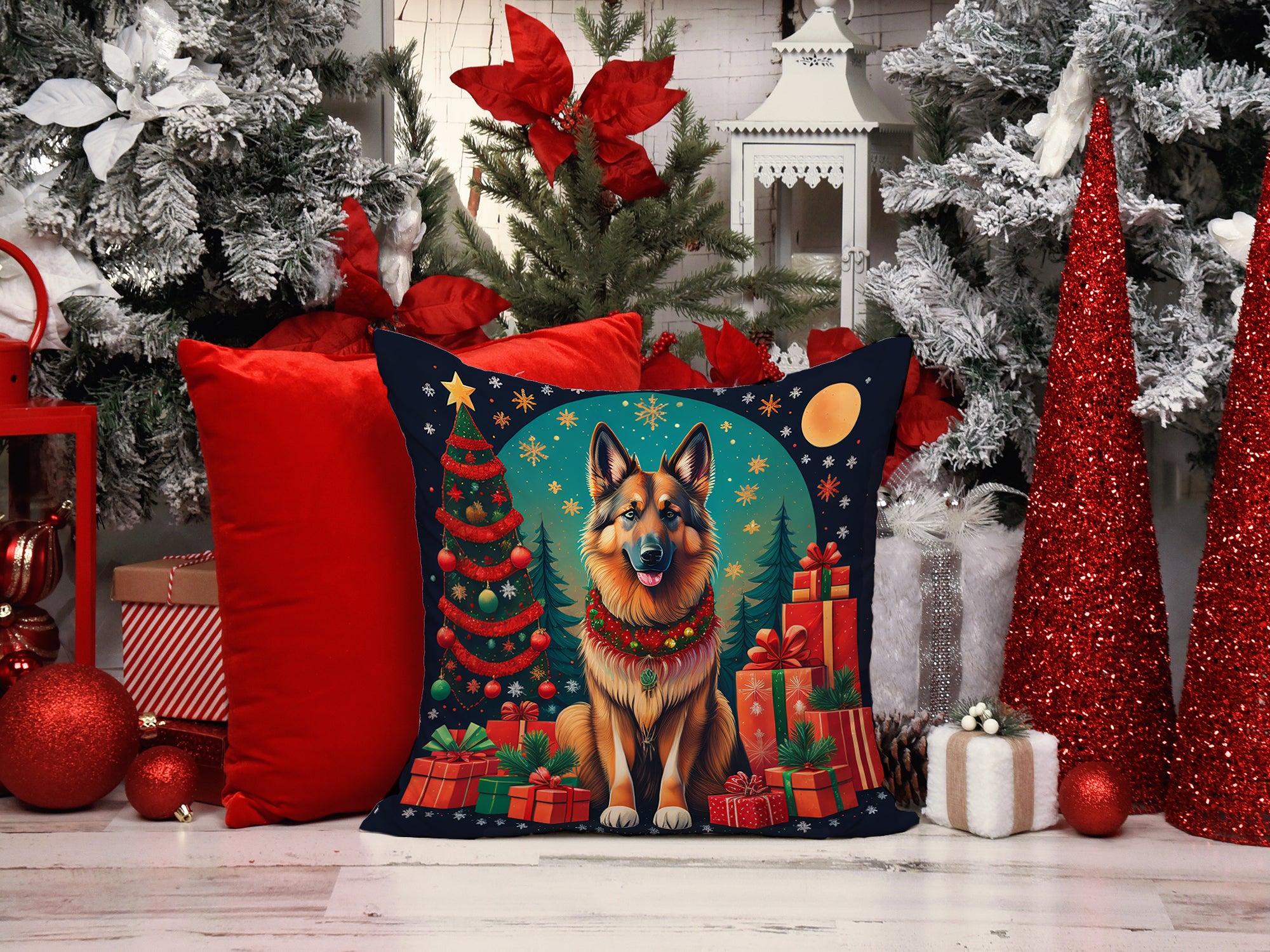 Belgian Tervuren Christmas Fabric Decorative Pillow