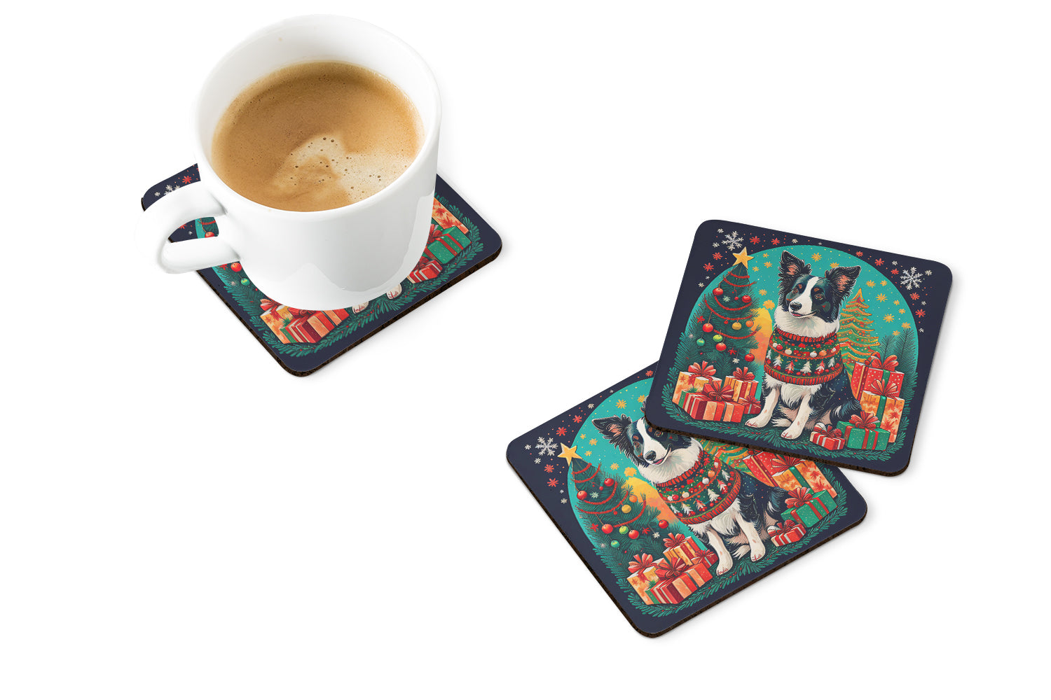 Buy this Border Collie Christmas Foam Coasters