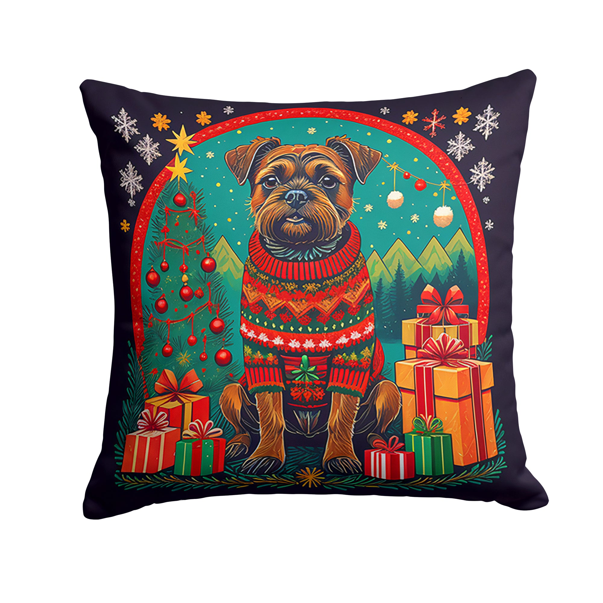 Buy this Border Terrier Christmas Fabric Decorative Pillow
