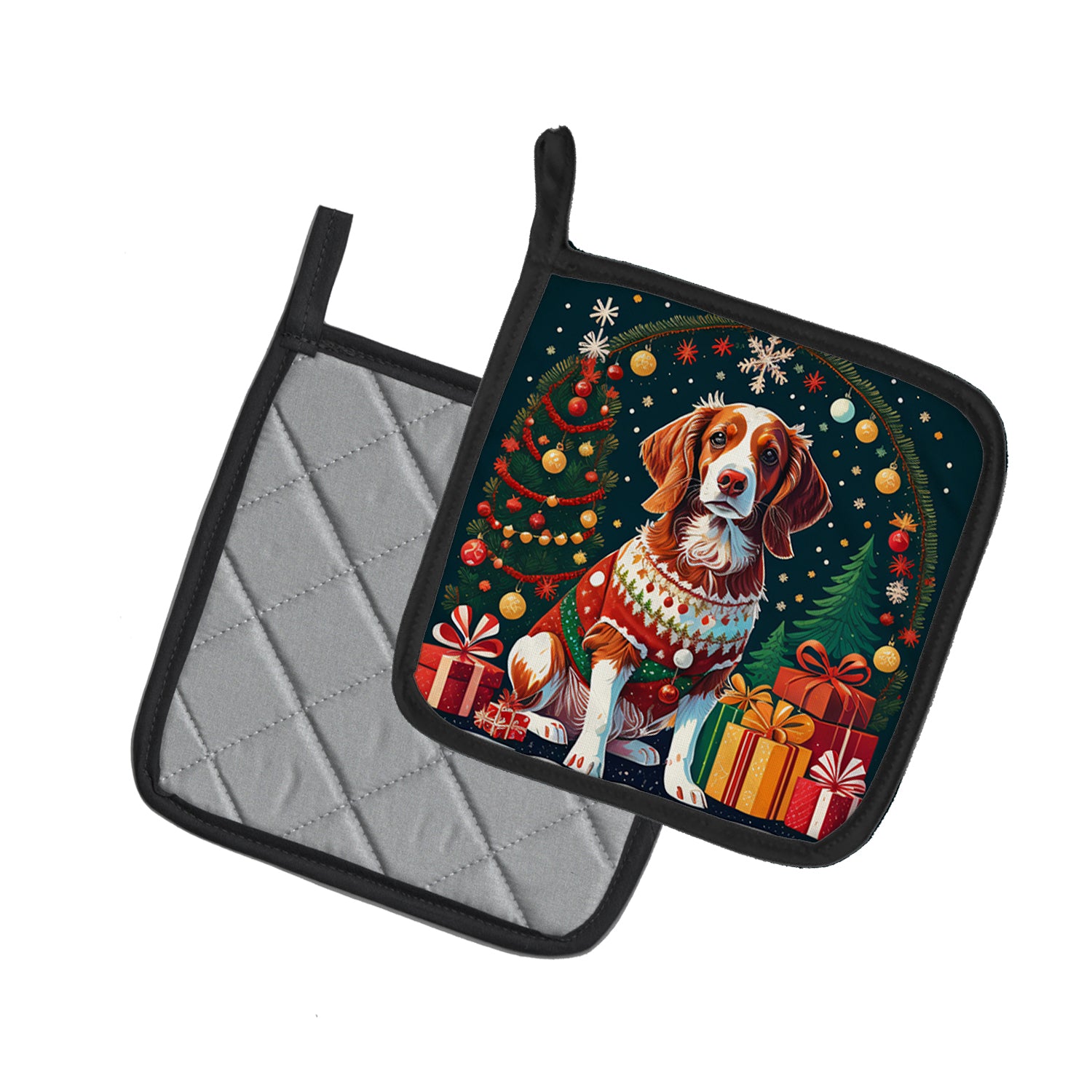 Buy this Brittany Spaniel Christmas Pair of Pot Holders