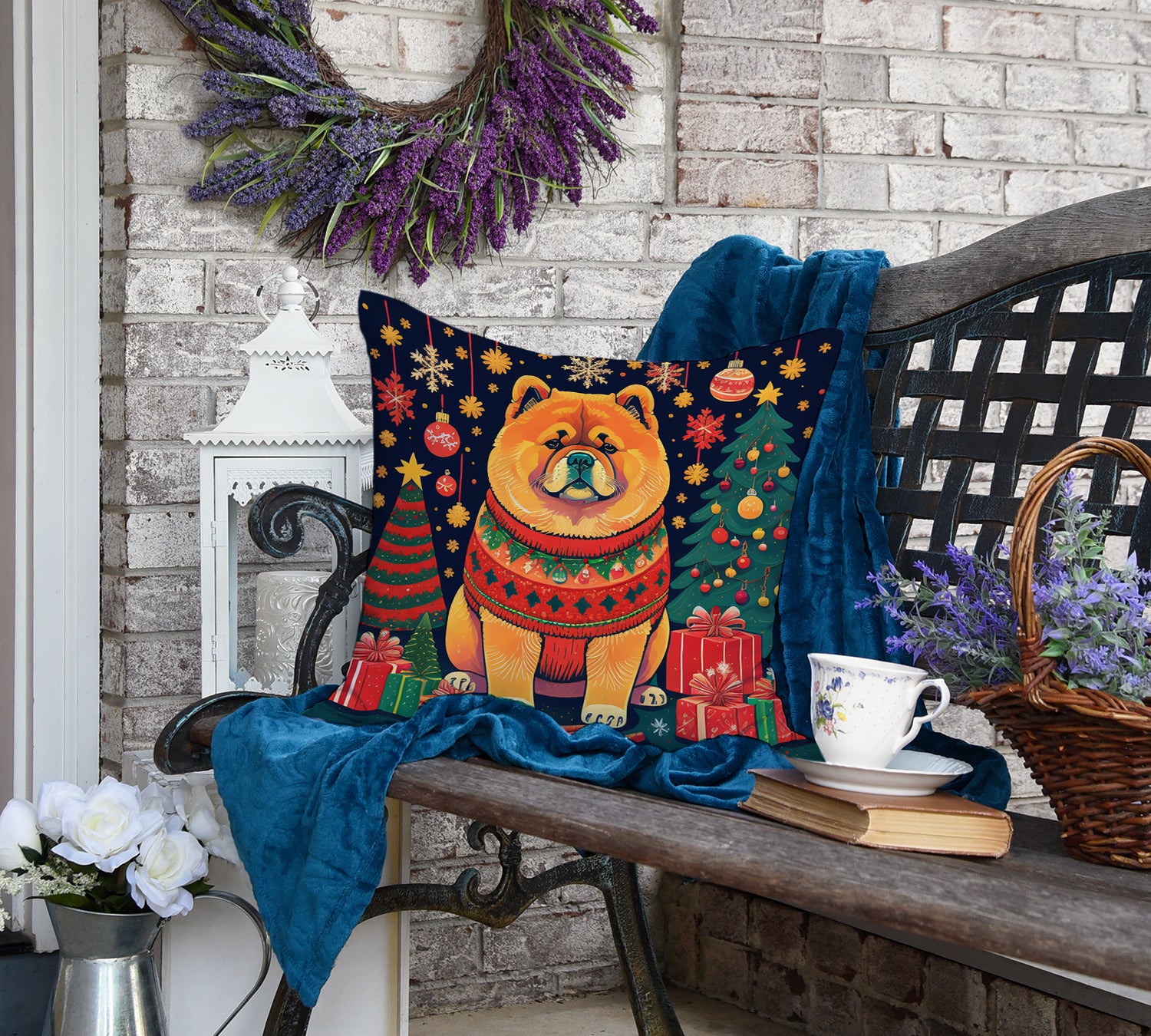 Chow Chow Christmas Fabric Decorative Pillow